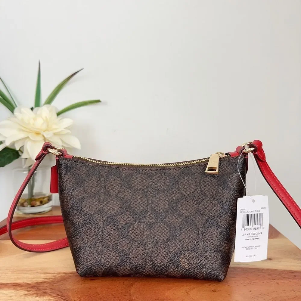 NWT Coach Zip Top Crossbody Bag In‎ Signature Canvas